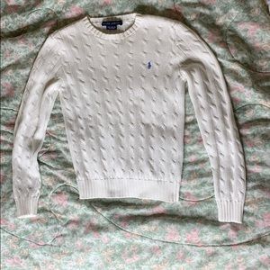 Ralph Lauren White Cable-knit Sweater